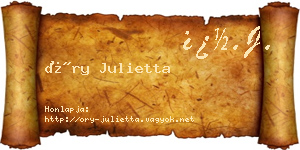 Őry Julietta névjegykártya
